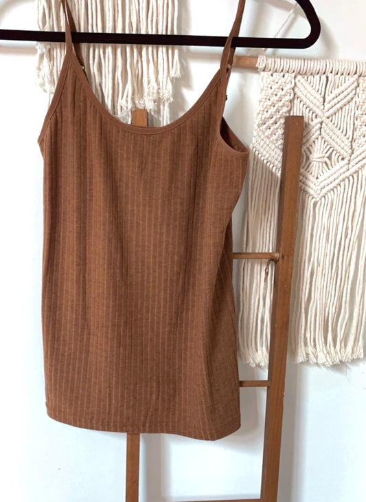 brown ribbed cami