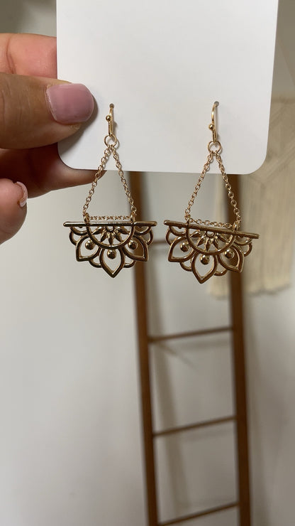 Golden Lotus Earrings - Handcrafted  Jewelry