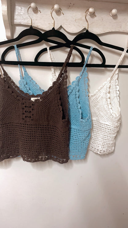 Crochet Cropped Tank Top |  One Size Fits Most (S-L)