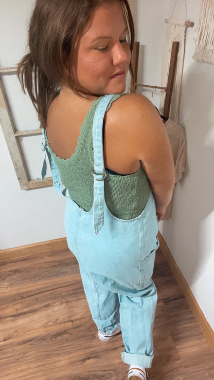 Vintage Light Wash Denim Overalls | Minimalist Boho Overalls for Casual, Effortless Style | Sustainable, Handmade One-of-a-Kind Design