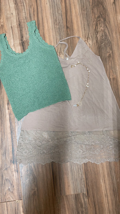 sage green knit sweater tank