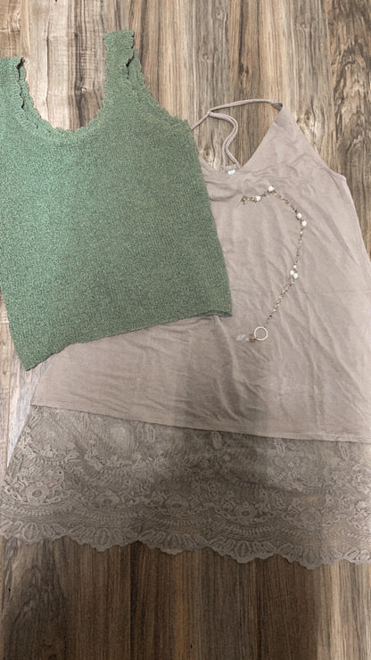 sage green knit sweater tank